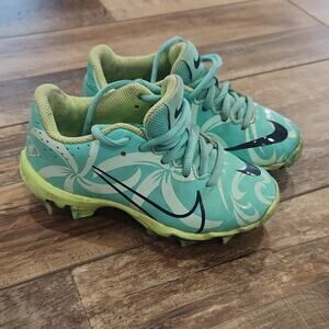 Girls Nike cleats child size 11 blue green